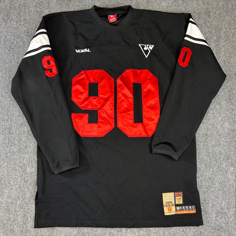 Vokal Classics Mens XL Black Red 90 Jersey Long Sleeve Hip Hop Streetwear Shirt